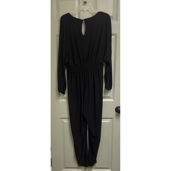 LAST TANGO Black Jumpsuit XL VNeck Dolman Split Sleeve Ankle Slit Pocket Stretch - Picture 4 of 15
